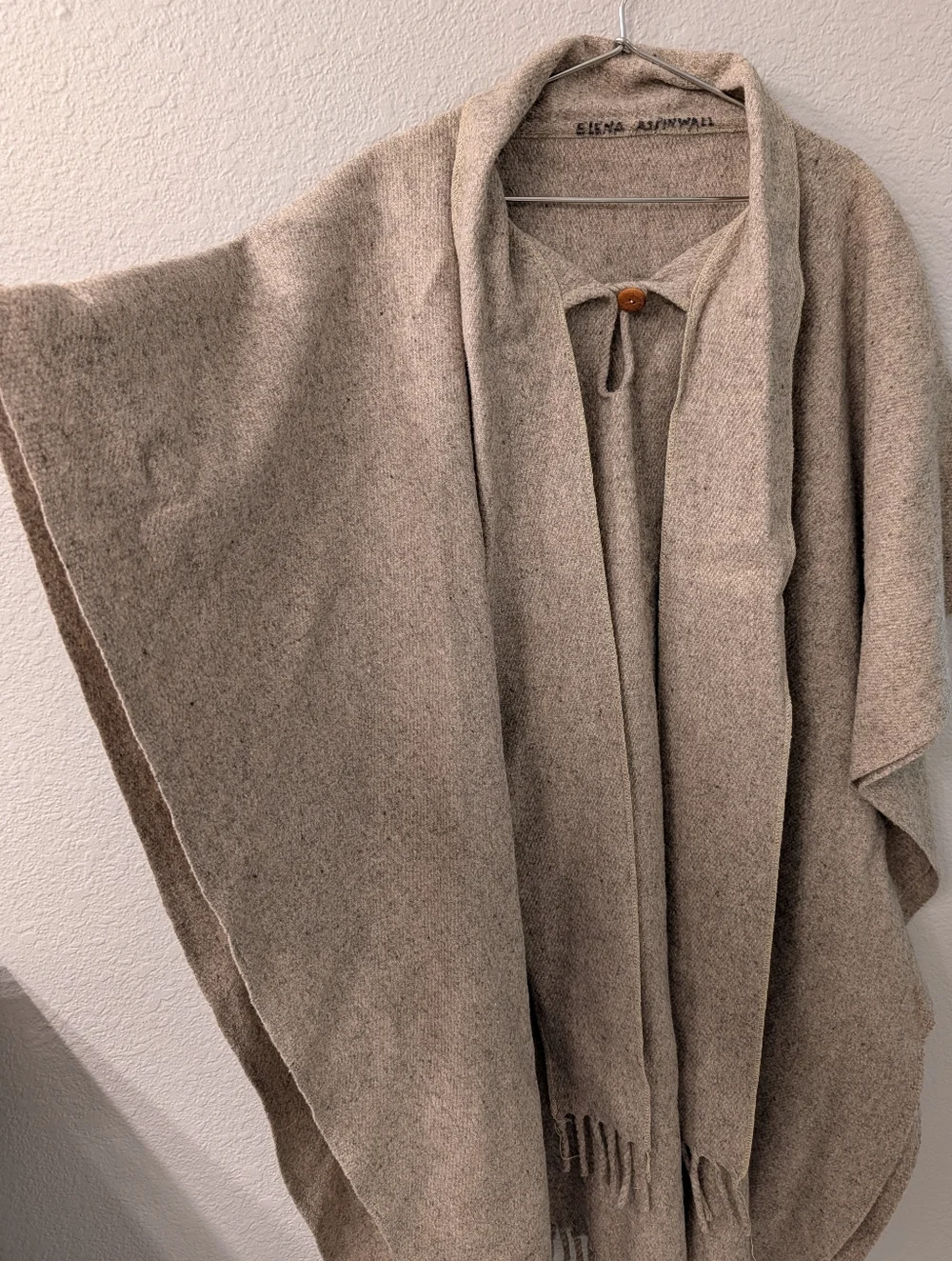 Wool Pullover Cape - Scarf Poncho - Natural Beige - One Size Fits Most